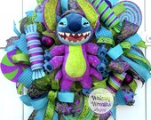 Halloween Wreath, Halloween Candy Wreath, Halloween Character Wreath, Halloween Plush Wreath, Halloween Stitch Wreath