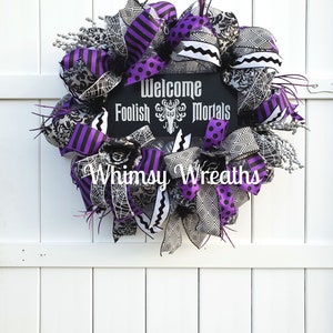 Welcome Wreath, Haunted House Wreath, Haunted Welcome Wreath, Halloween Welcome Wreath, Halloween Wreath, Haunted Wreath image 4