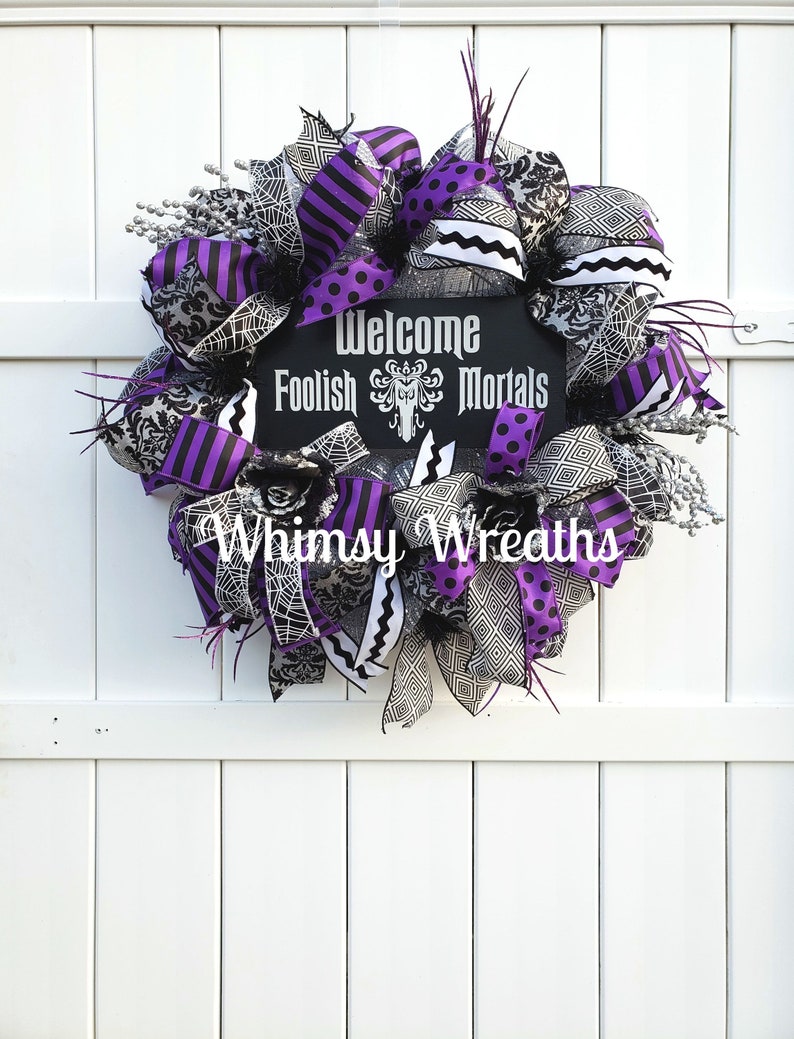 Welcome Wreath, Haunted House Wreath, Haunted Welcome Wreath, Halloween Welcome Wreath, Halloween Wreath, Haunted Wreath image 4