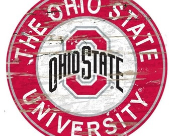 Ohio State sign, Ohio State University sign, Ohio State Buckeyes sign, Buckeyes sign, Ohio State round sign