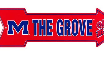 Ole Miss sign, The Grove Old Miss sign, Ole Miss arrow sign, Ole Miss metal sign, The Grove Ole Miss arrow sign