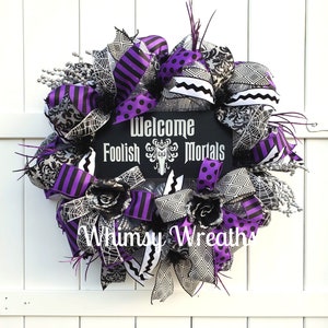 Welcome Wreath, Haunted House Wreath, Haunted Welcome Wreath, Halloween Welcome Wreath, Halloween Wreath, Haunted Wreath image 3