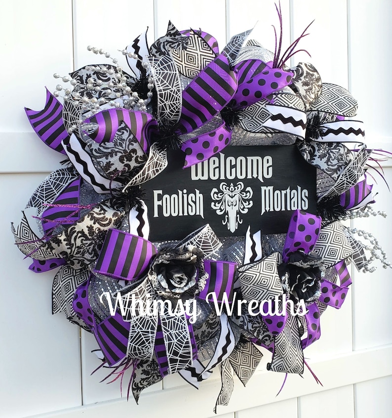 Welcome Wreath, Haunted House Wreath, Haunted Welcome Wreath, Halloween Welcome Wreath, Halloween Wreath, Haunted Wreath image 7