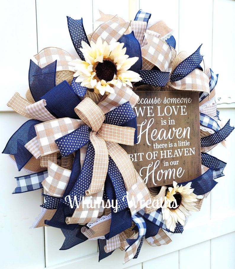 Because Someone We Love is in Heaven there is a Little Bit of Heaven in our Home Wreath, Memorial Wreath, Family Wreath, In Memory Wreath image 6