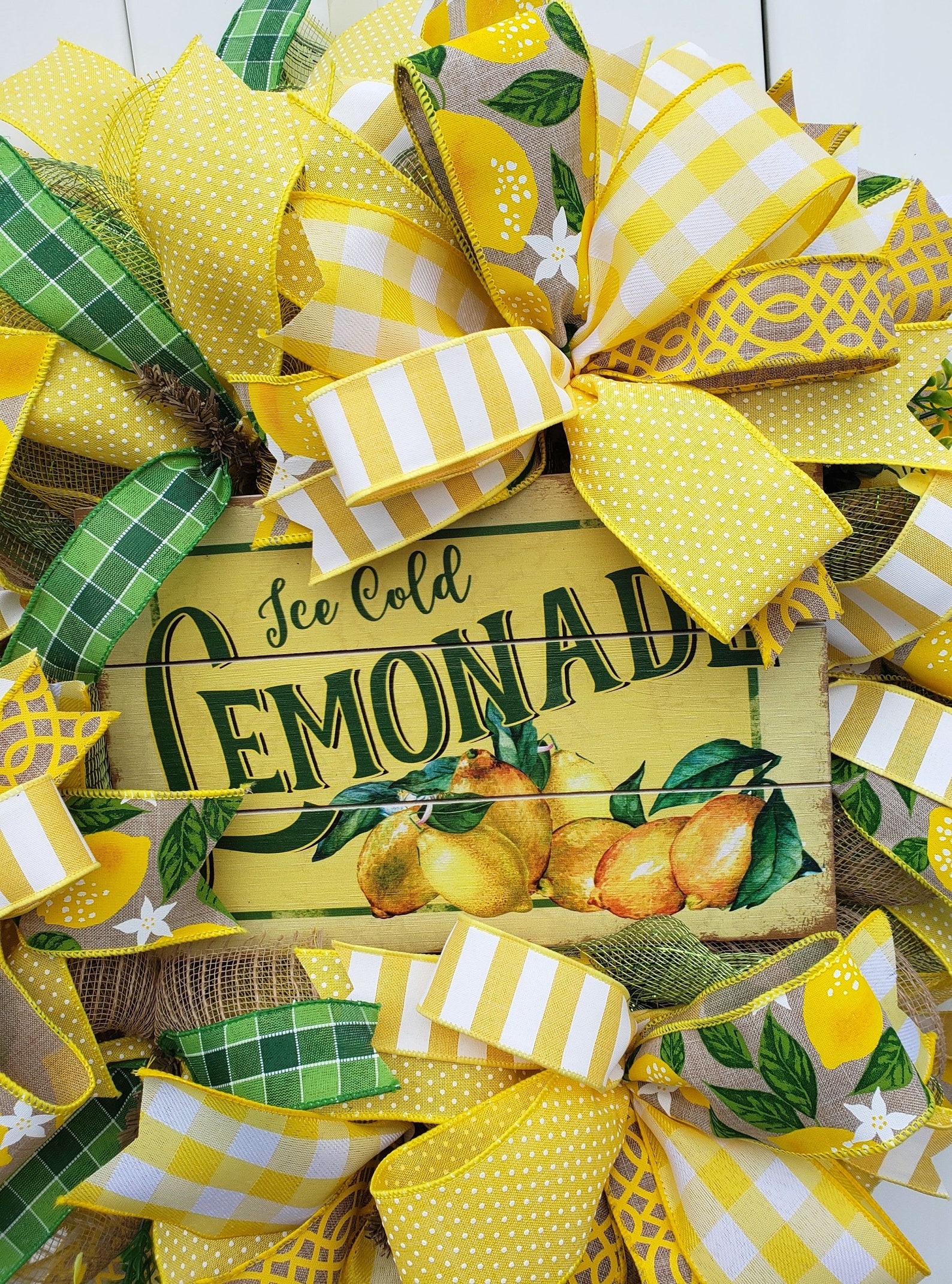 Lemonade Wreath Lemon Wreath Summer Wreath Summer Lemon Etsy