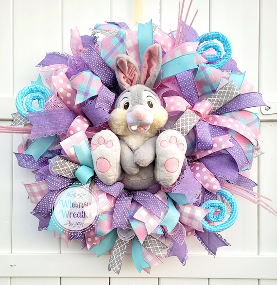 Bunny Ears Lavender Dot Easter Wreath Bow - Package Perfect Bows