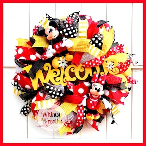 Welcome Wreath, Mouse Wreath, Character Wreath, Mouse Welcome Wreath for front door, Character Plush Wreath, Park Wreath, Theme Park Wreath