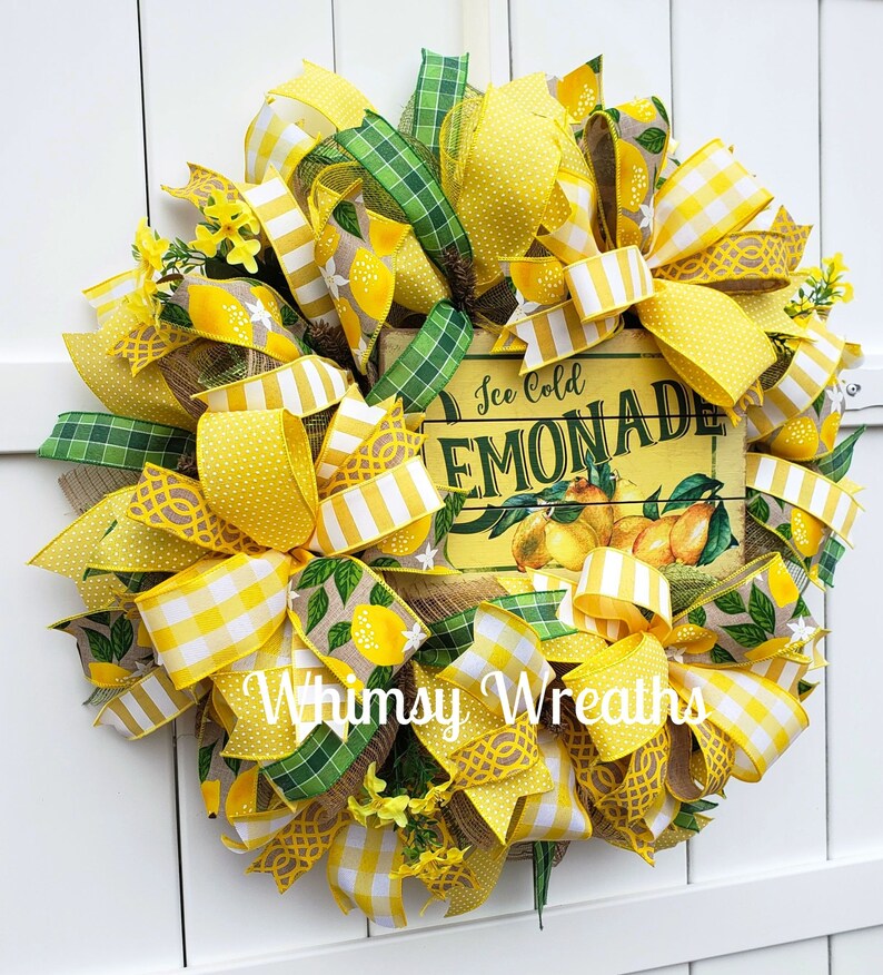 Lemonade Wreath Lemon Wreath Summer Wreath Summer Lemon Etsy