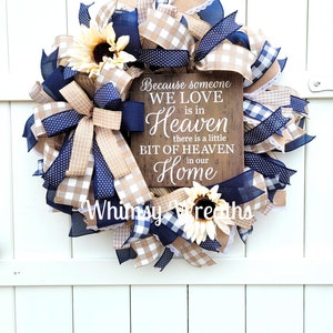 Because Someone We Love is in Heaven there is a Little Bit of Heaven in our Home Wreath, Memorial Wreath, Family Wreath, In Memory Wreath image 5