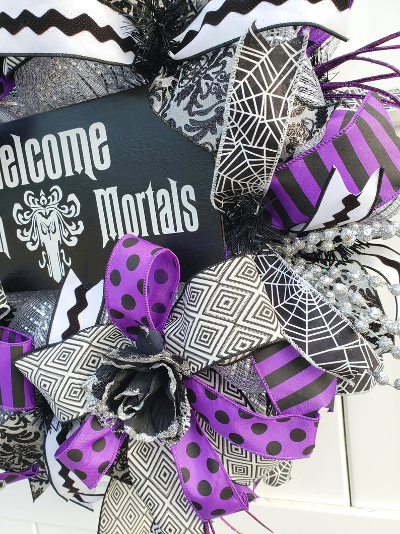 Welcome Wreath, Haunted House Wreath, Haunted Welcome Wreath, Halloween Welcome Wreath, Halloween Wreath, Haunted Wreath image 9