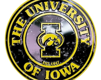 Iowa sign, Iowa Hawkeyes sign, University of Iowa sign, University of Iowa metal sign, Hawkeyes sign, Iowa metal sign