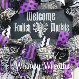 Welcome Wreath, Haunted House Wreath, Haunted Welcome Wreath, Halloween Welcome Wreath, Halloween Wreath, Haunted Wreath image 6