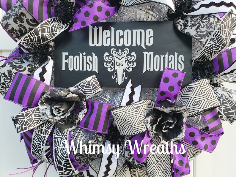 Welcome Wreath, Haunted House Wreath, Haunted Welcome Wreath, Halloween Welcome Wreath, Halloween Wreath, Haunted Wreath image 6