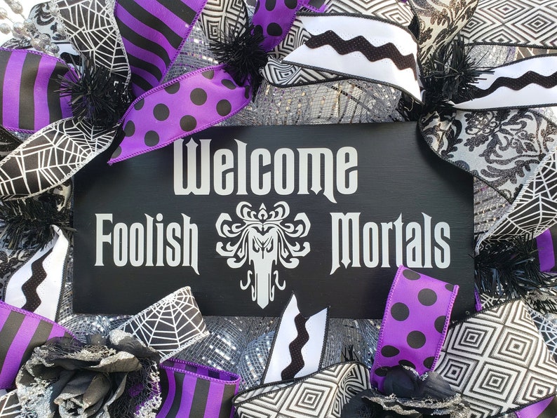 Welcome Wreath, Haunted House Wreath, Haunted Welcome Wreath, Halloween Welcome Wreath, Halloween Wreath, Haunted Wreath image 5