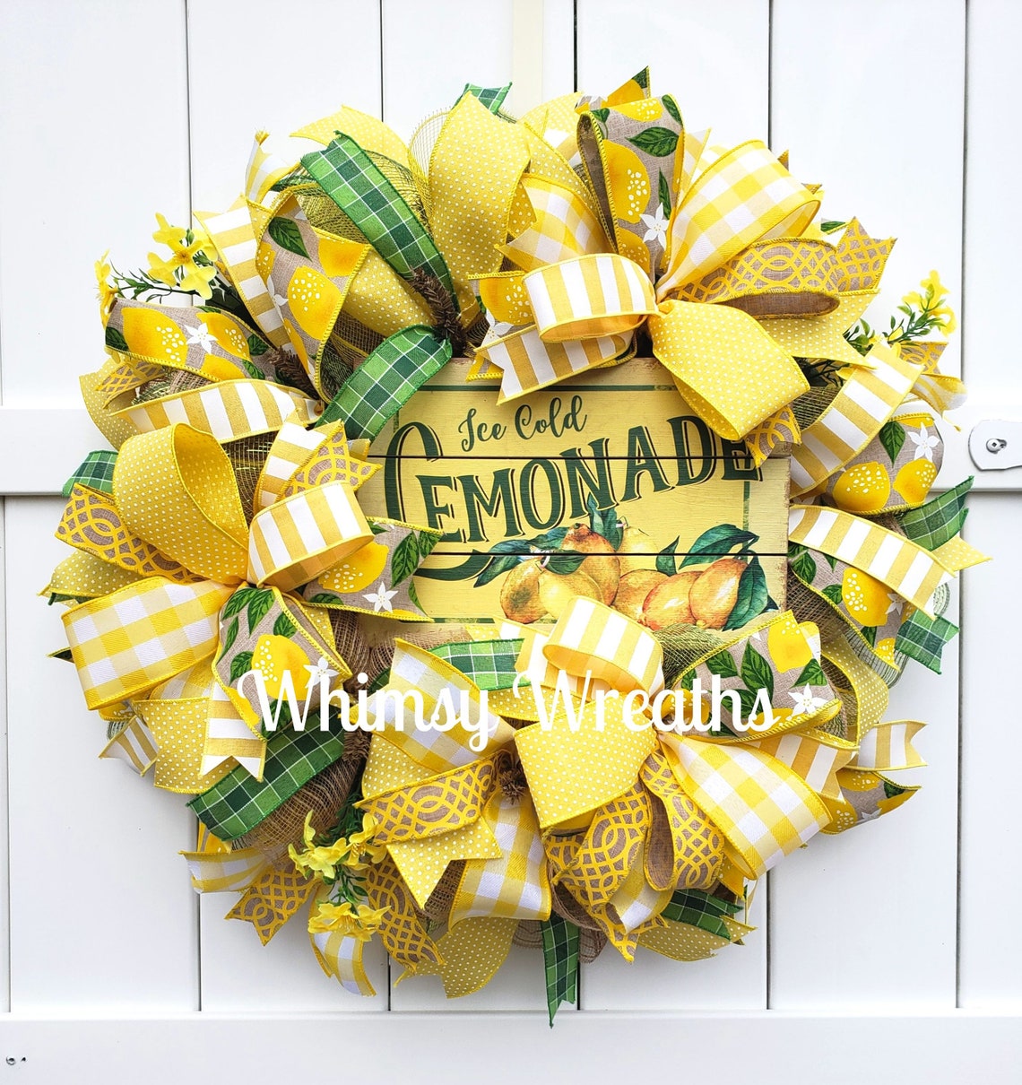Lemonade Wreath Lemon Wreath Summer Wreath Summer Lemon Etsy