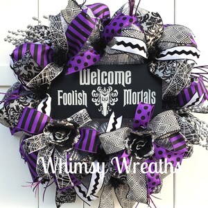 Welcome Wreath, Haunted House Wreath, Haunted Welcome Wreath, Halloween Welcome Wreath, Halloween Wreath, Haunted Wreath image 2