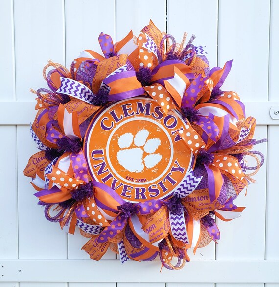 Clemson Wreath Clemson University Wreath Clemson Tigers Wreath Clemson Football Wreath Clemson Tiger Paw Wreath Clemson Door Wreath