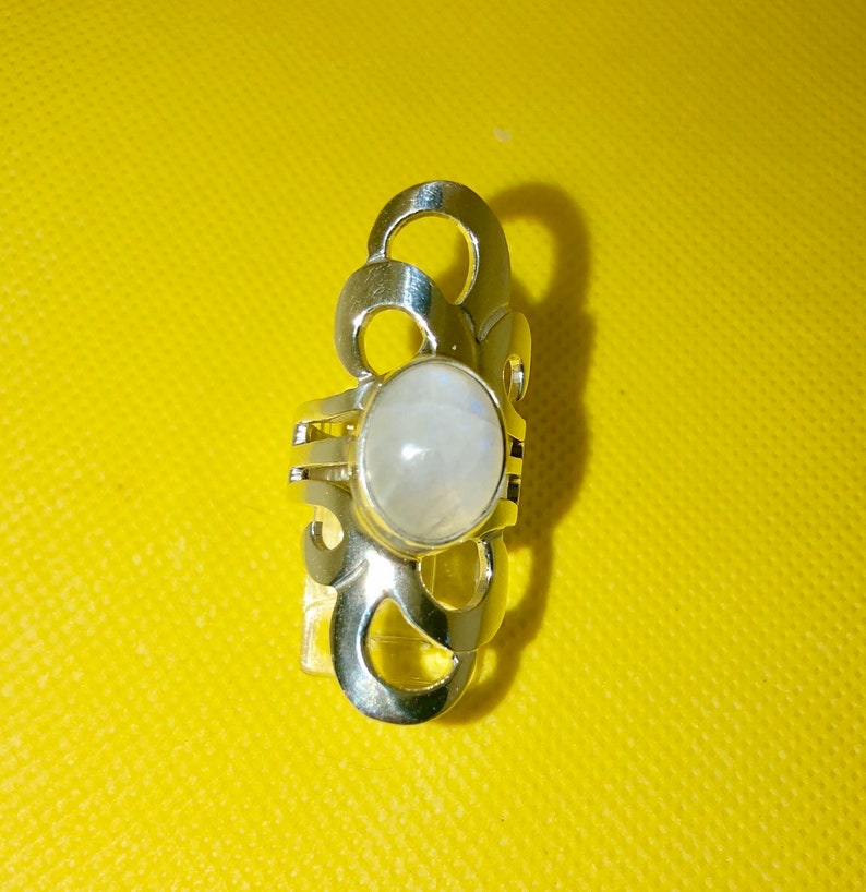 Big Sterling silver and moonstone Moon stone ring. Ring for woman sterling and stone ring made of 925 silver and moonstone