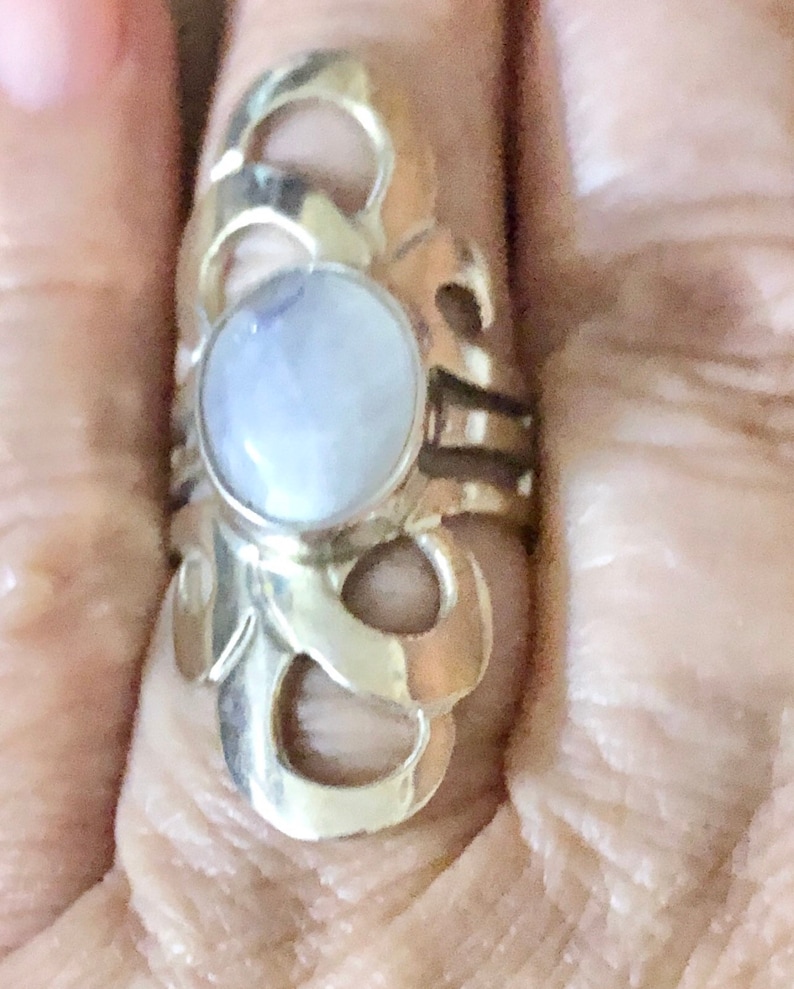 Big Sterling silver and moonstone Moon stone ring. Ring for woman sterling and stone ring made of 925 silver and moonstone