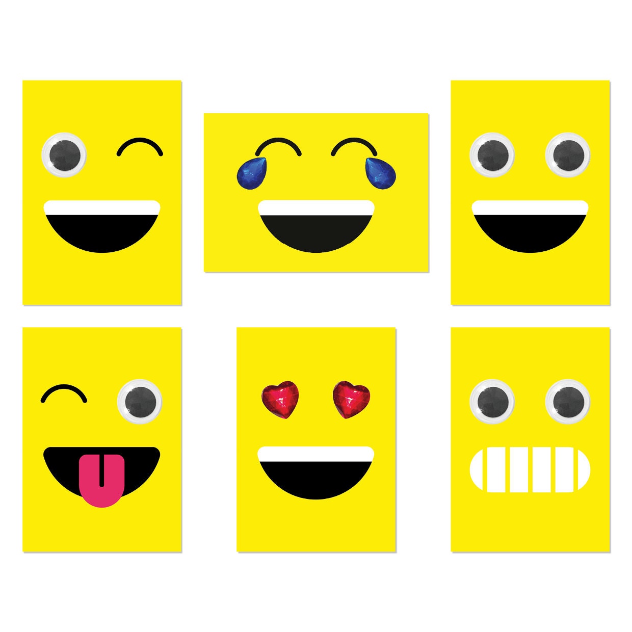 1 x Googly Eyed Emoji Cards Choose 1 Style A6 Made with Etsy