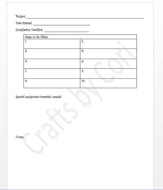 project planning layout v 1 full sheet 8 5x11 etsy