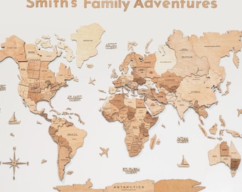 Personalisiertes Zitat Wandkunst über Karte Travel Decor für Wohnzimmer Schlafzimmer Holzwand Wörter Inspirational Decor Custom Home Geschenk