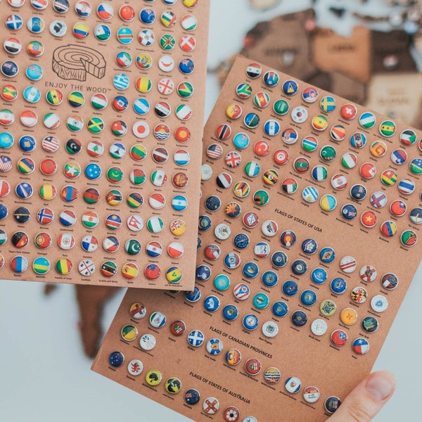 Vlaggen Push Pins voor Wood World Map van Enjoy The Wood