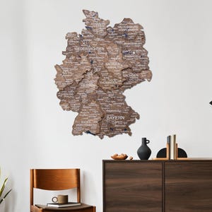3D Deutschland Karte Holzwanddekor, Deutschland Holzkarte, rustikale Hauskunst, Einweihungsgeschenk, Jahrestagsgeschenk für Frau, Mann, Familiengeschenk