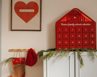 Personalisierter Adventskalender Leer & Resuable Adventskalender aus Holz leuchten mit Schubladen und Krippe Weihnachten Urlaub Dekor
