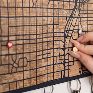 Adesivi in legno per mappa della città, adesivi in legno con supporto adesivo, regalo per coppia