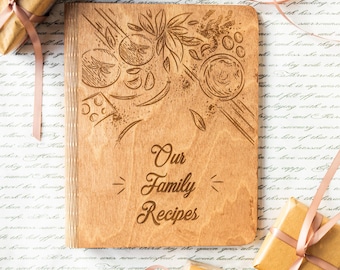 Personalized Recipe Book DIY Mother&#39;s Day Gift Custom Family Heirloom Cook Book Wooden Recipe Binder Cooking Gift for Her, Mom Wife Gift