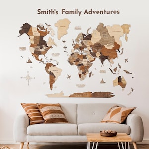 Neues Zuhause Geschenk, Holzwand Weltkarte, um Orte zu markieren, an denen Sie waren, Raumdekor Ästhetik, Geschenk für Globetrotter, Fernweh Dekor, Familien Geschenk