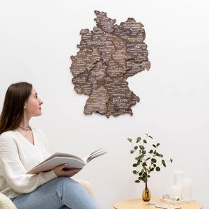 Deutschland Karte | 3D Wand Kunst | Rustikale Wandbehänge | Haus Büro Dekor | Einweihungsparty Geschenk | Geschenkidee Geburtstag | GenießeDieWood