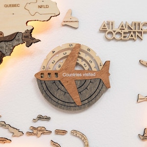 Houten wanddecoratie reistracker - accessoire voor wereldkaart