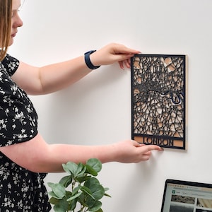 3D Stadt Karte London, Wandbild aus Holz, Individuelle Stadt Karte, Wandbild für Wohnzimmer, Einweihungsgeschenk, Jeder Ort weltweit, GiveTheWood