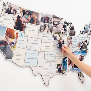 Carte des États-Unis, carte des 50 États visités, carte de suivi des voyages, collage, cadeau d'anniversaire, idée cadeau pour le jour de l'indépendance