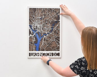 Wooden Map of Your City | Housewarming Gift for New Home | Modern Wall Decor Art | Custom City Maps | Unique Personalized Gift for Husband