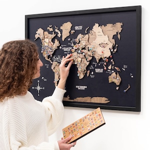 Decorazione murale con mappa del mondo, puntine da disegno con mappa di viaggio, decorazioni per la casa, regalo per il quinto anniversario, decorazioni per l'appartamento, decorazioni da parete, regalo per la nuova casa, decorazioni per il soggiorno