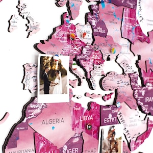 Wohnkultur, 3D Weltkarte Wandkunst, Girly Wohnung Dekor, Reise Karte Pin, Geburtstagsgeschenk für Freundin, Frauen, Rosa Raumdekor