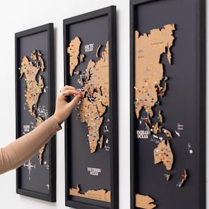 Kork Weltkarte an Bord, Pinnwand, Reisekarte, Wanddeko, Wanddeko, Wanddeko, Geschenk zum Jahrestag für Sie, Ihn, GenießeTheWood