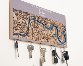 Entryway Organizer: Magnetic Wall-Mounted Key Holder for Home Improvement, Personalized Locations Map, Custom City Map  EnjoyTheWood