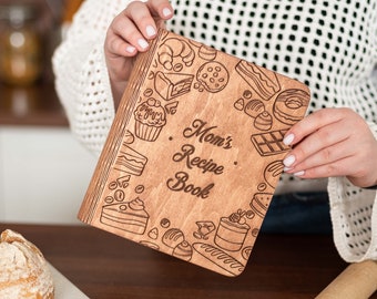 Unique Mother's Day Gift Idea, Personalized Recipe Book, Custom Cookbook Binder, Wooden Recipe Book Blank, Grandma Gift, Nana's Gift Idea