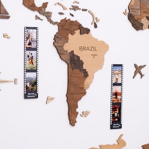 Wooden Photo Frames, Travel Wall Art, Family Photo Gift, Add-ons for Wall World Map, Collect Special Moments, Anniversary Gift for Couple.