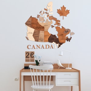 Home Office Decor, Wooden Canada Map 3D, Travel Wall Art for Living Room, Bedroom, Housewarming Gifts, Canada Wall Art, Enjoy The Wood