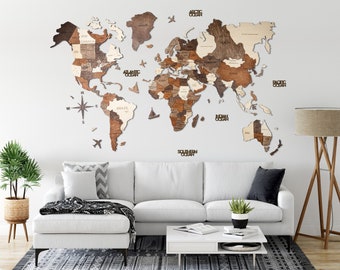 3d World Map Etsy
