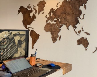 Wood world map | Etsy