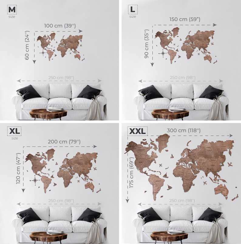 Wall Decor World Map Bedroom Decor Modern Wall Art 5th Etsy