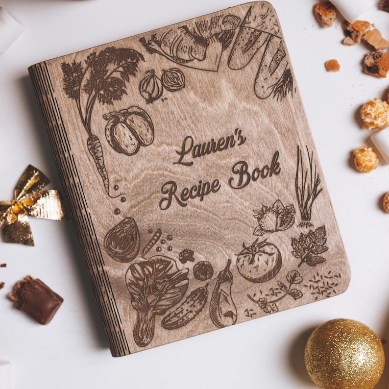 Recipe Book Wooden Binder, Personalized Gifts for Her, Mom Birthday Gifts, Custom Cookbook, Home Kitchen Gift for Women Bild 13