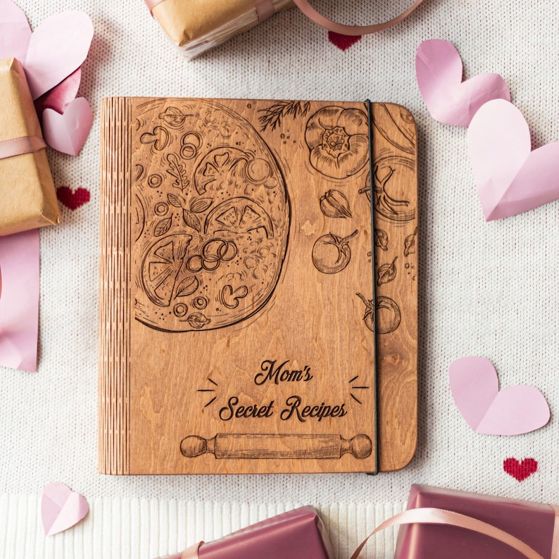 Recipe Book Wooden Binder, Personalized Gifts for Her, Mom Birthday Gifts, Custom Cookbook, Home Kitchen Gift for Women Bild 19