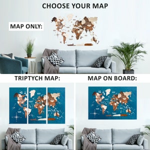 Home Decor, 3D Wood Map on Board, Wood World Map Wall Art, Framed Wall Art, Housewarming Gift, 5th Anniversary Gift, Enjoy The Wood image 4